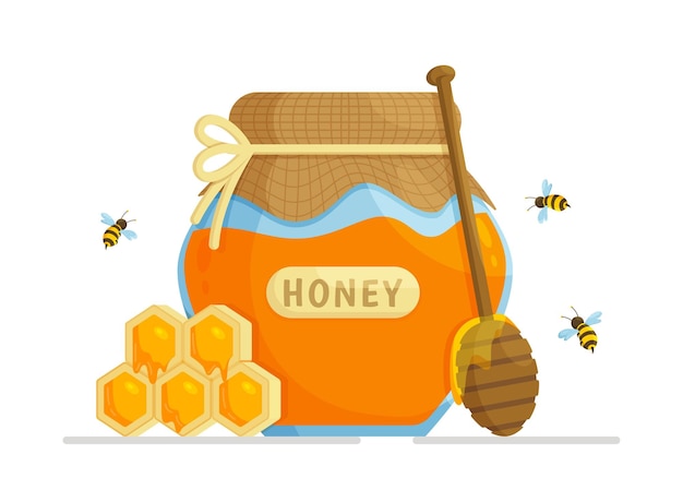 Vector illustration of natural fresh healthy honey