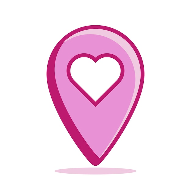 Vector illustration of a navigation point with a heart inside in a romantic style female