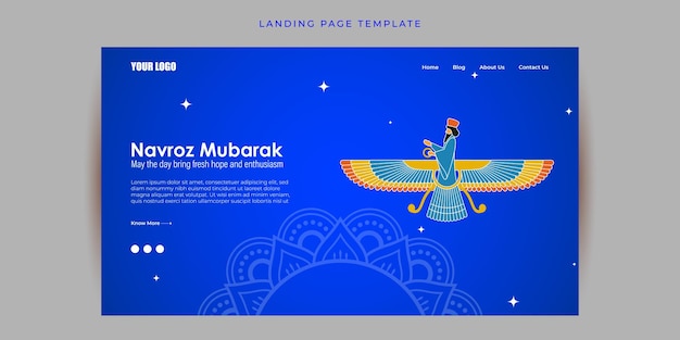 Vector illustration of Navroz Mubarak Website landing page banner mockup Template