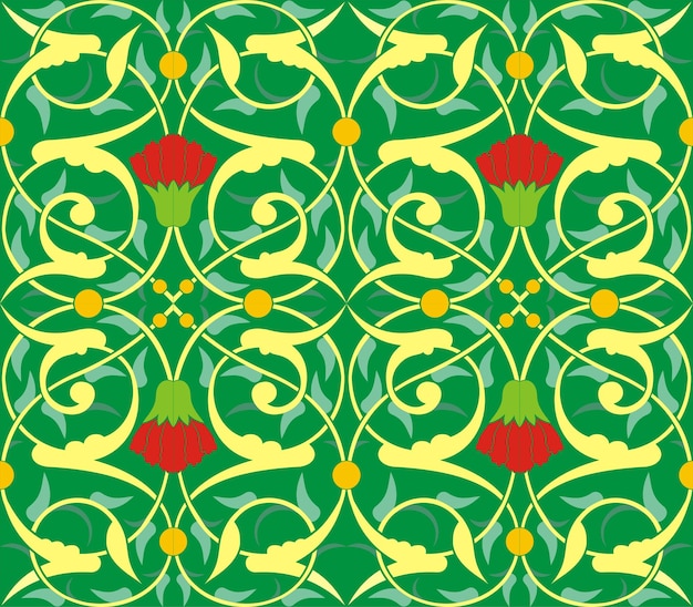 Vector illustration for nice floral ornament pattern with a green background