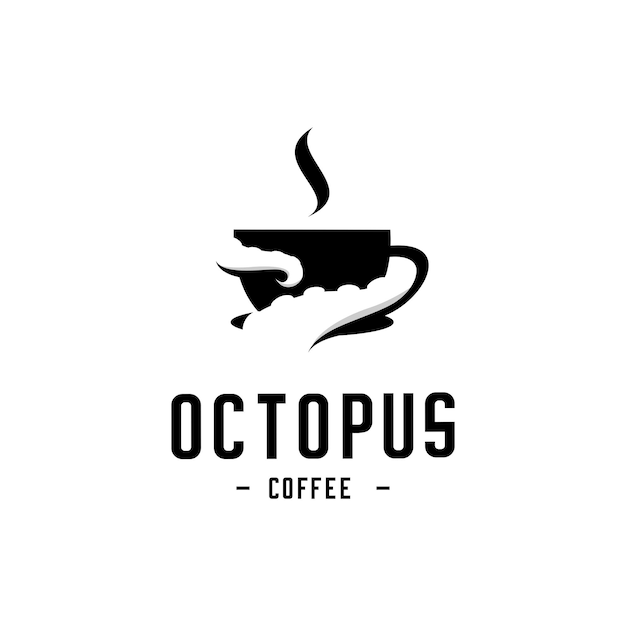 vector illustration of an octopus or tentacle wrapped around a cup of coffee logo cafe coffee