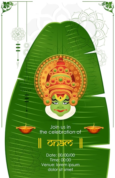 vector illustration of onam. Kerala Onam Greeting Card.