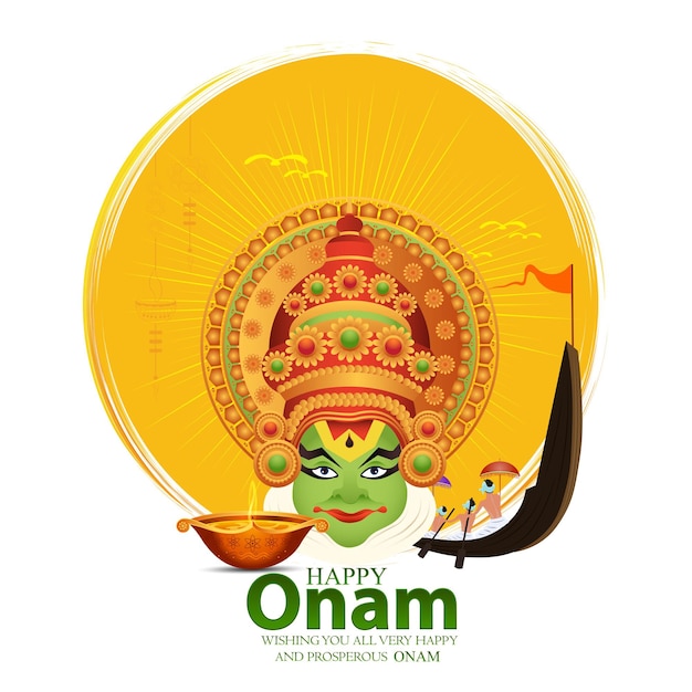 vector illustration of onam. Kerala Onam Greeting Card.