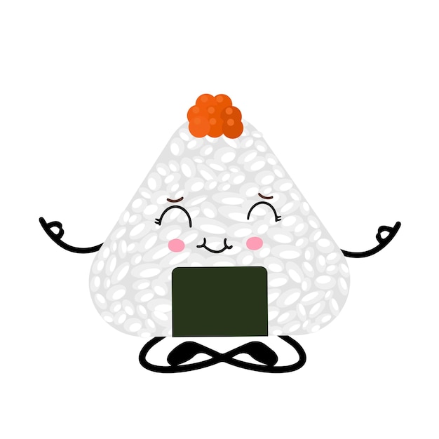 Vector illustration of Onigiri in the style of kawaii Japanese fast food