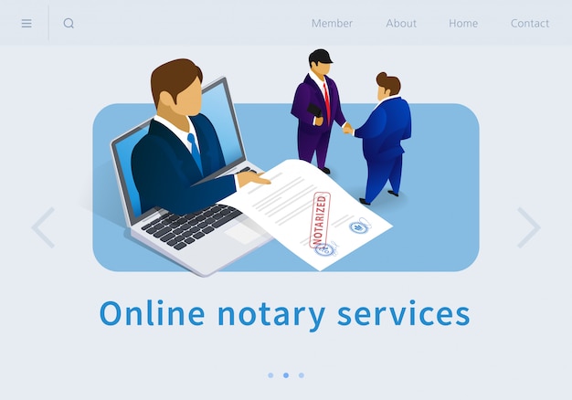 Vector vector illustration online notary services flat.