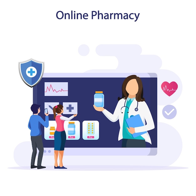 Vector illustration of online pharmacy store Medicine ordering mobile app