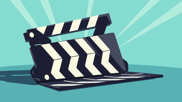 Vector vector illustration of open movie clapper