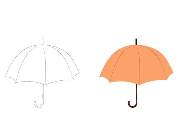 Vector illustration of an open umbrella in flat and outline style Umbrella coloring