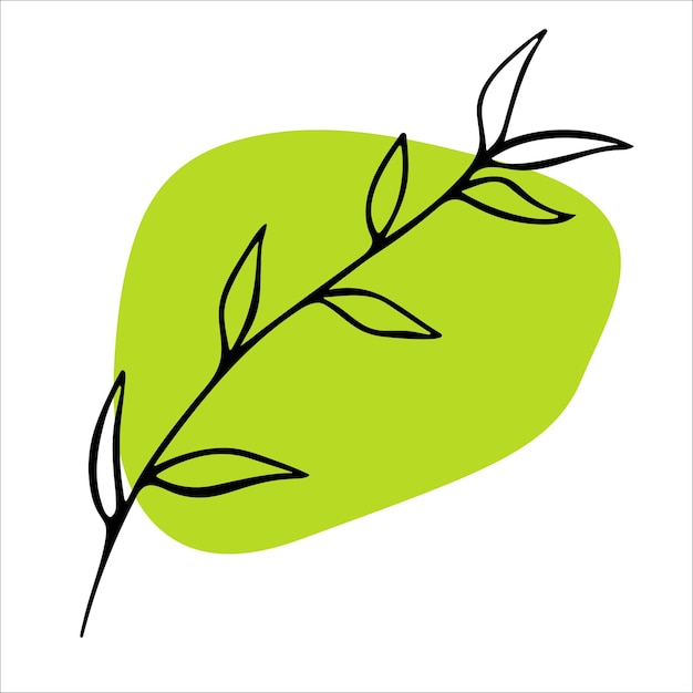 Vector illustration of the outline of a branch on a green spot