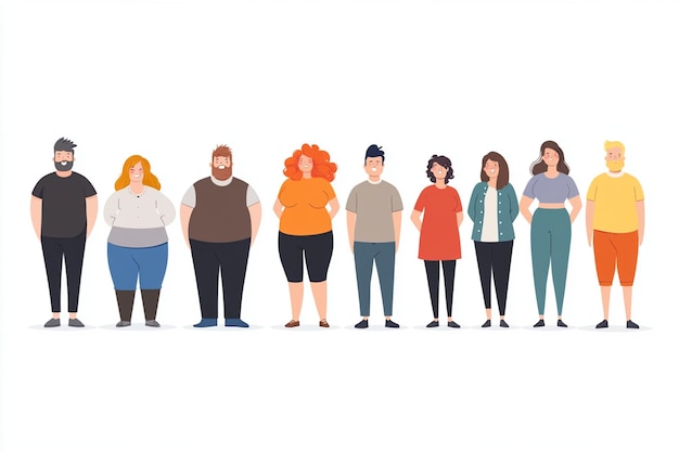 Vector vector illustration of overweight people