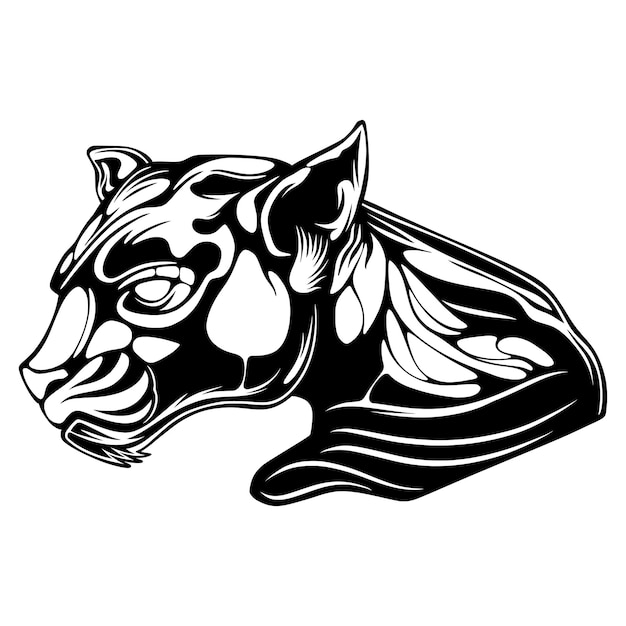 Vector illustration Panther head with forward looking pose black and white design