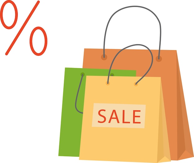 Vector illustration of paper bags with the inscription Sale. Shopping concept.