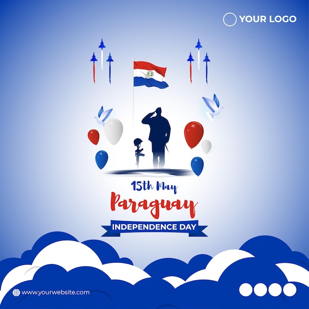 Vector illustration of Paraguay Independence Day social media story feed mockup template