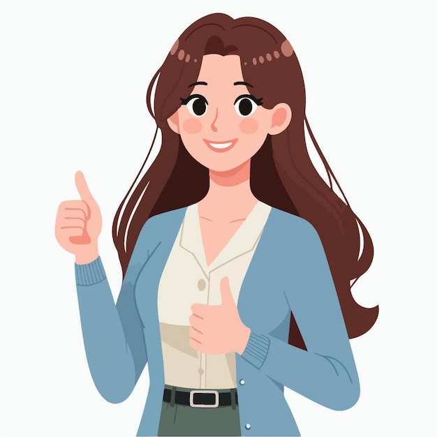 Vector Illustration Of people with thumb up in flat design style