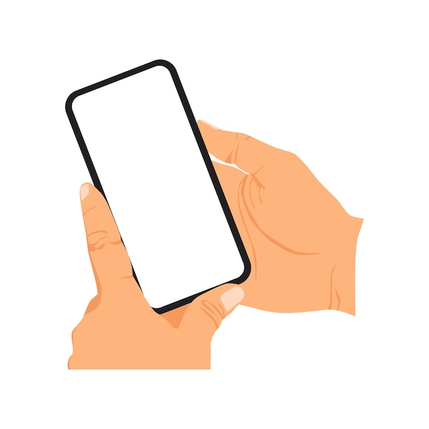 Vector illustration of person holding smart phone hand holding smart phone