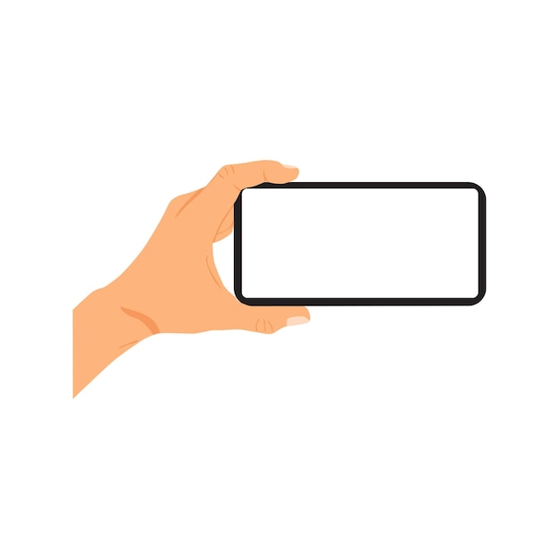 Vector illustration of person holding smart phone hand holding smart phone