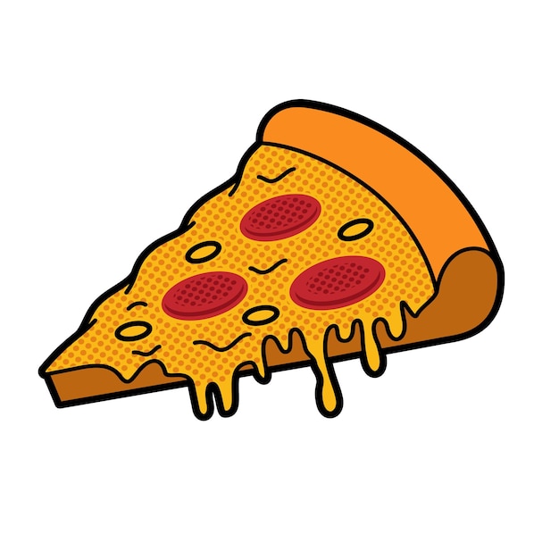 Vector illustration of a piece of pizza in cartoon style