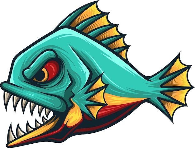 Vector illustration of piranha mascot