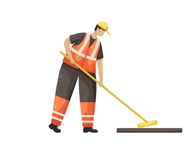 Vector illustration of a pit in asphalt fenced with a fence and a sign Road works