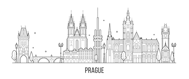 Vector illustration of Prague skyline in Czech Republic