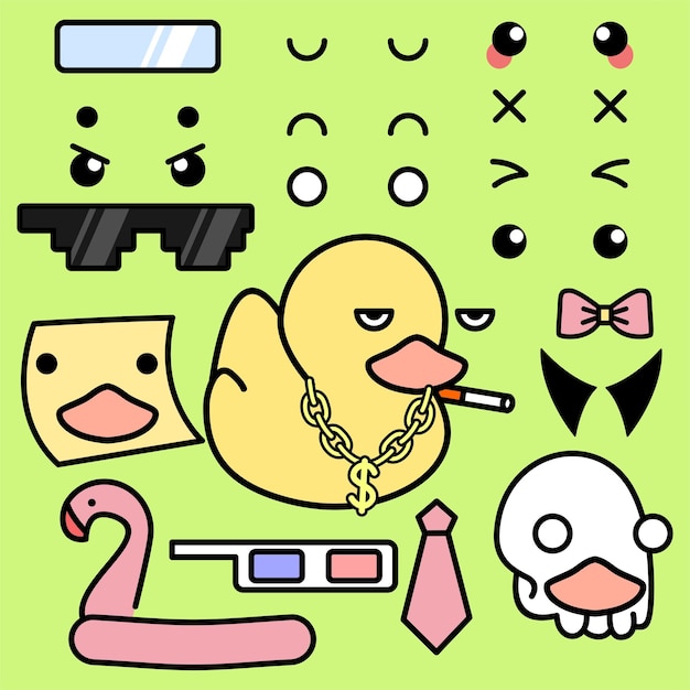 Vector illustration of premium cute duck toy character