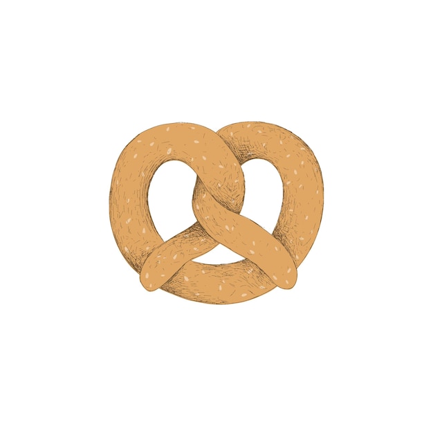 Vector illustration of pretzel. Oktoberfest symbol stock bitmap illustration.