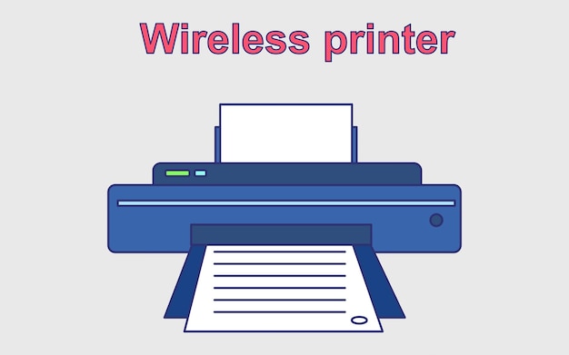 Vector illustration of printing device technology wireless printer flat vector design