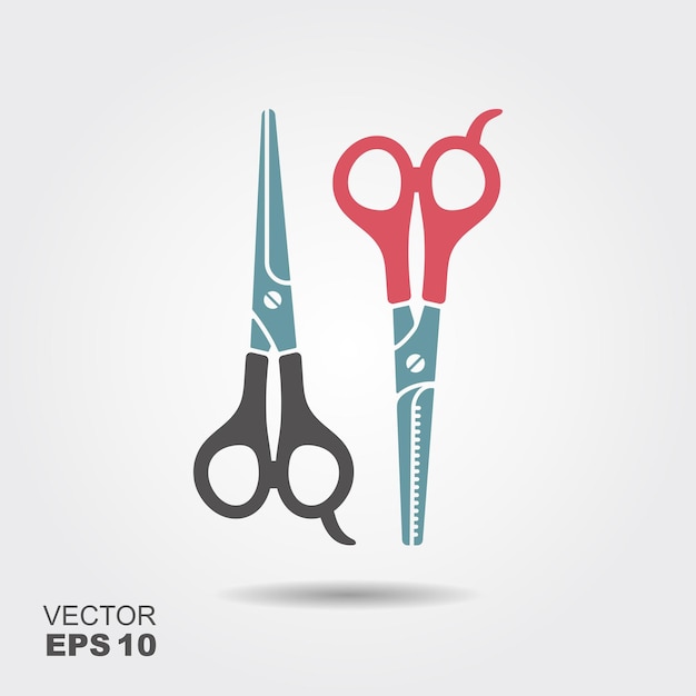 Vector illustration of professional barber Scissors Flat icon