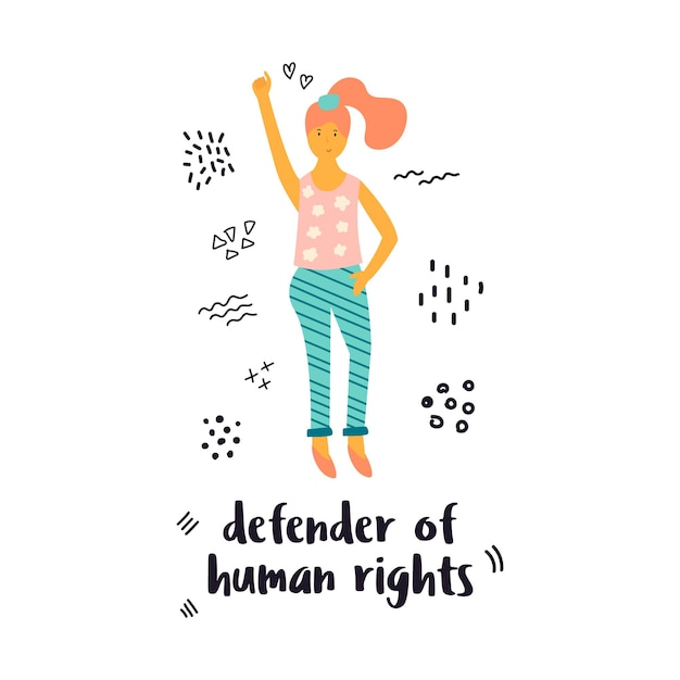 Vector illustration of a protesting woman