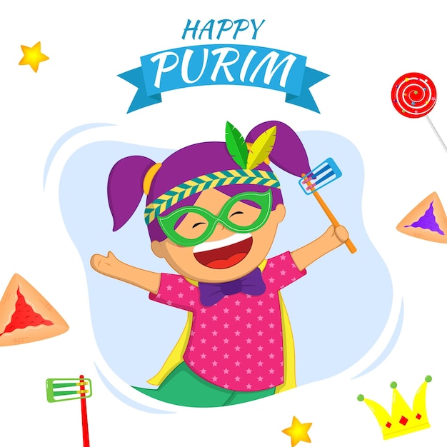 Vector illustration for Purim festival greeting