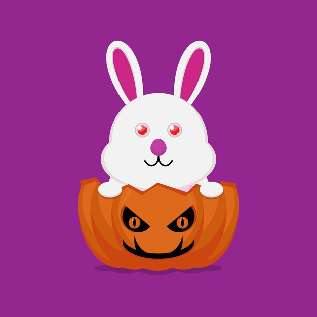 Vector vector illustration of rabbit and pumpkin