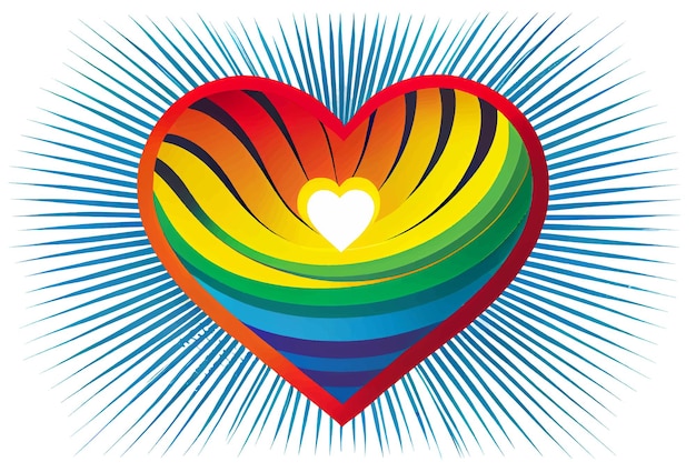 Vector illustration of rainbow heart in rainbow colors isolate