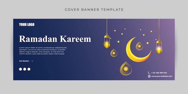 Vector illustration of Ramadan kareem Facebook cover banner mockup Template