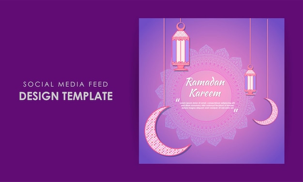 Vector illustration of Ramadan Kareem social media story feed mockup template