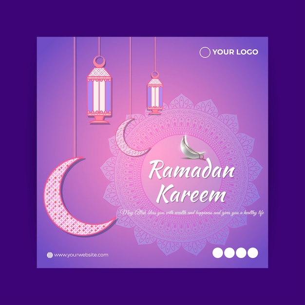 Vector illustration of Ramadan Kareem social media story feed mockup template