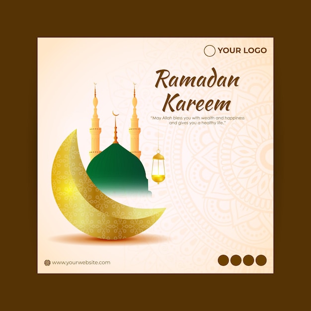 Vector illustration of Ramadan Kareem social media story feed mockup template