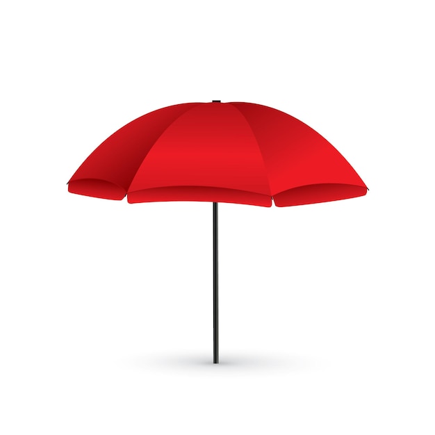 Vector illustration of Red Beach Umbrella Holiday Symbol by the Sea.