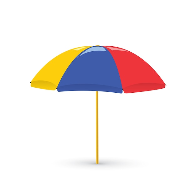 Vector illustration of Red Beach Umbrella Holiday Symbol by the Sea.