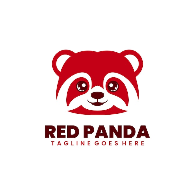 Vector illustration red panda flat logo design