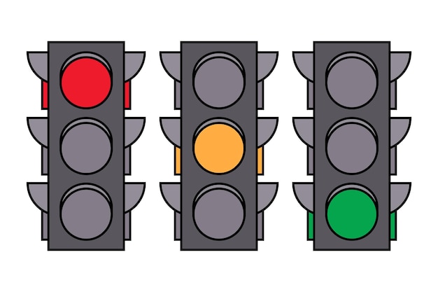 Vector illustration red yellow and green traffic lights