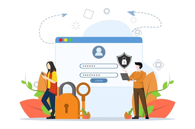 vector illustration Register or register user interface with User using secure login and password