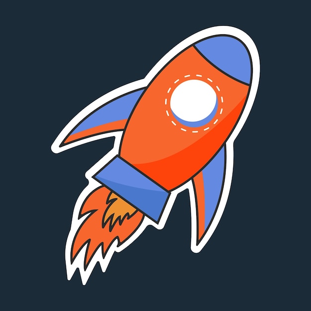 Vector illustration rocket cartoon flat style simple design trendy modern flat design sticker logo