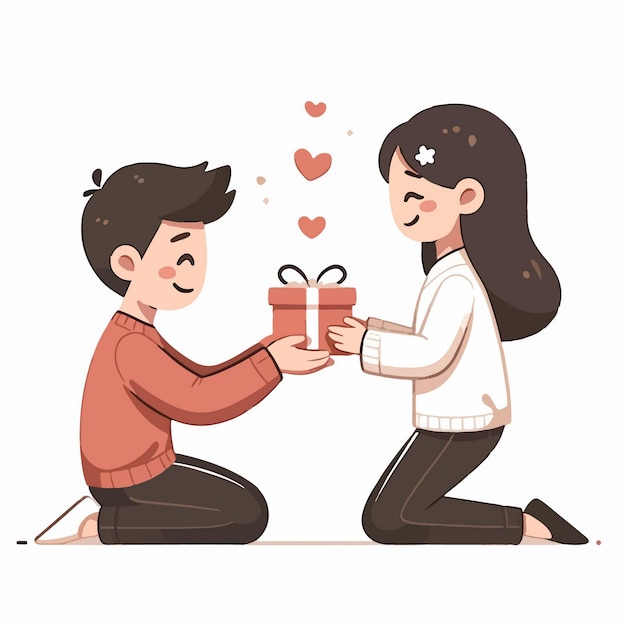 Vector vector illustration of a romantic surprise gift