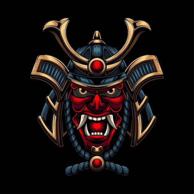 Vector illustration of ronin samurai with japanese style drawing