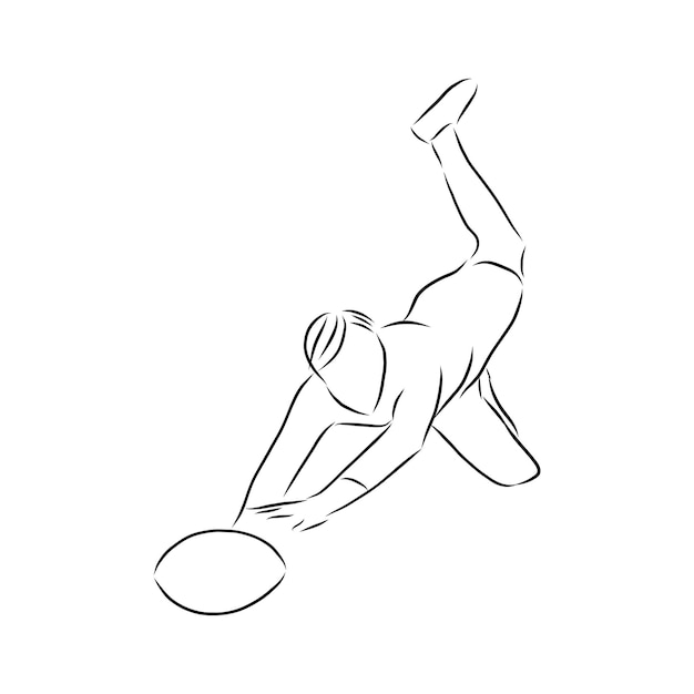 Vector illustration of a Rugby player wearing all black running with ball