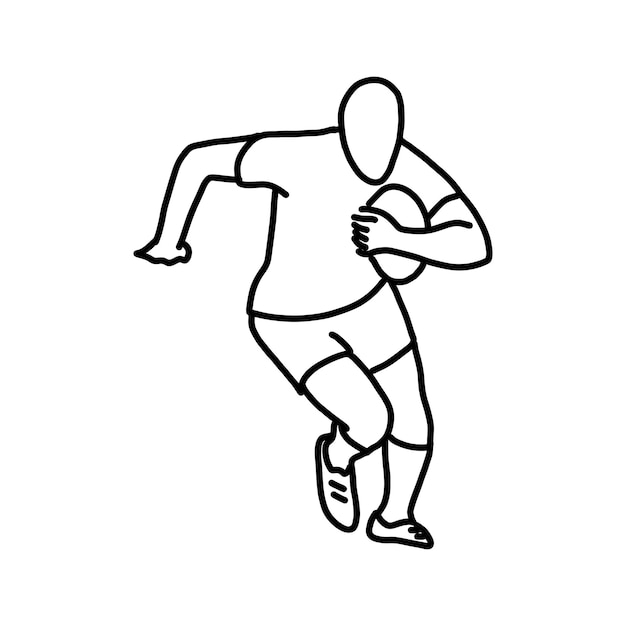 Vector illustration of a Rugby player wearing all black running with ball