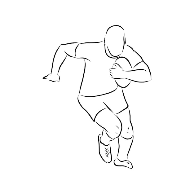 Vector illustration of a Rugby player wearing all black running with ball