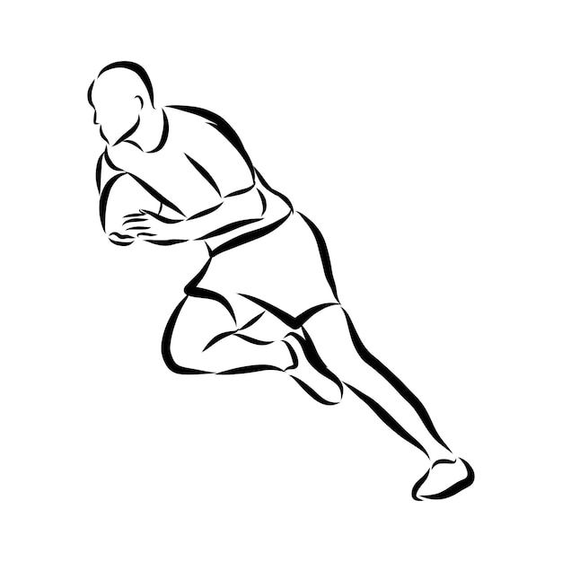 Vector illustration of a Rugby player wearing all black running with ball