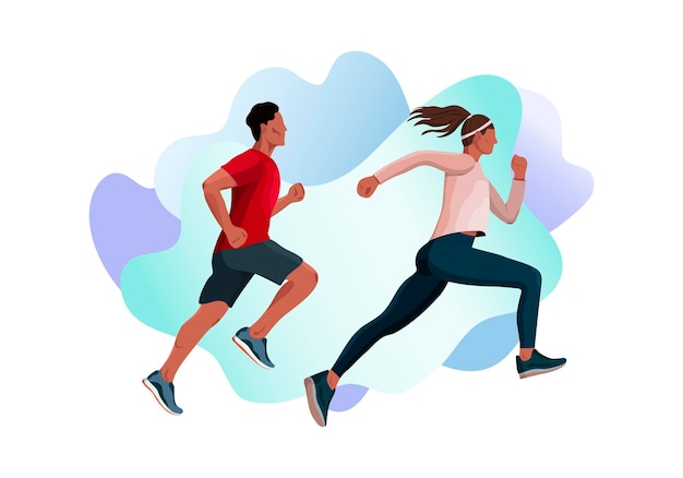 Vector illustration of a running man runners athletes sports men and women