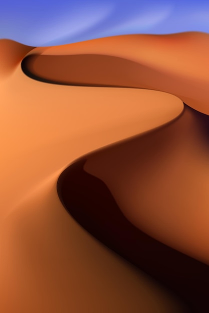 Vector illustration of sandy hills of a hot desert with shadows from the sun Sketch for creativity